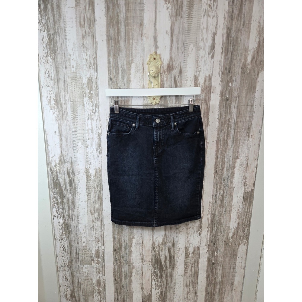 Levis Denim Pencil Skirt Dark Wash Black Size 26 Mini Jean Skirt Stretch
